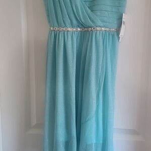 Elegant Blue Kids Dress with Silver Accents